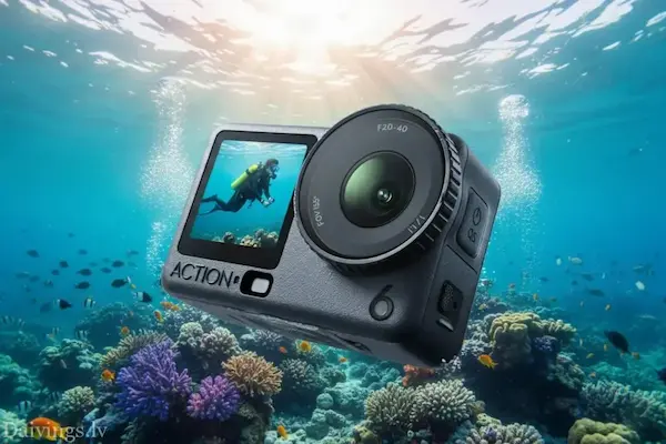 Cámara de acción DJI Osmo Action 6 sumergida en actividad de buceo premium